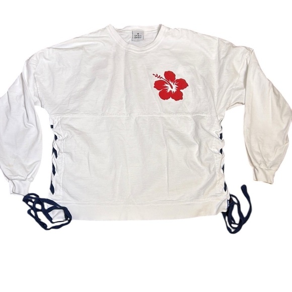 Spirit Jersey,oversized sweatshirt,vacay,3D print,lace up sides,cotton,coastal - Picture 3 of 15